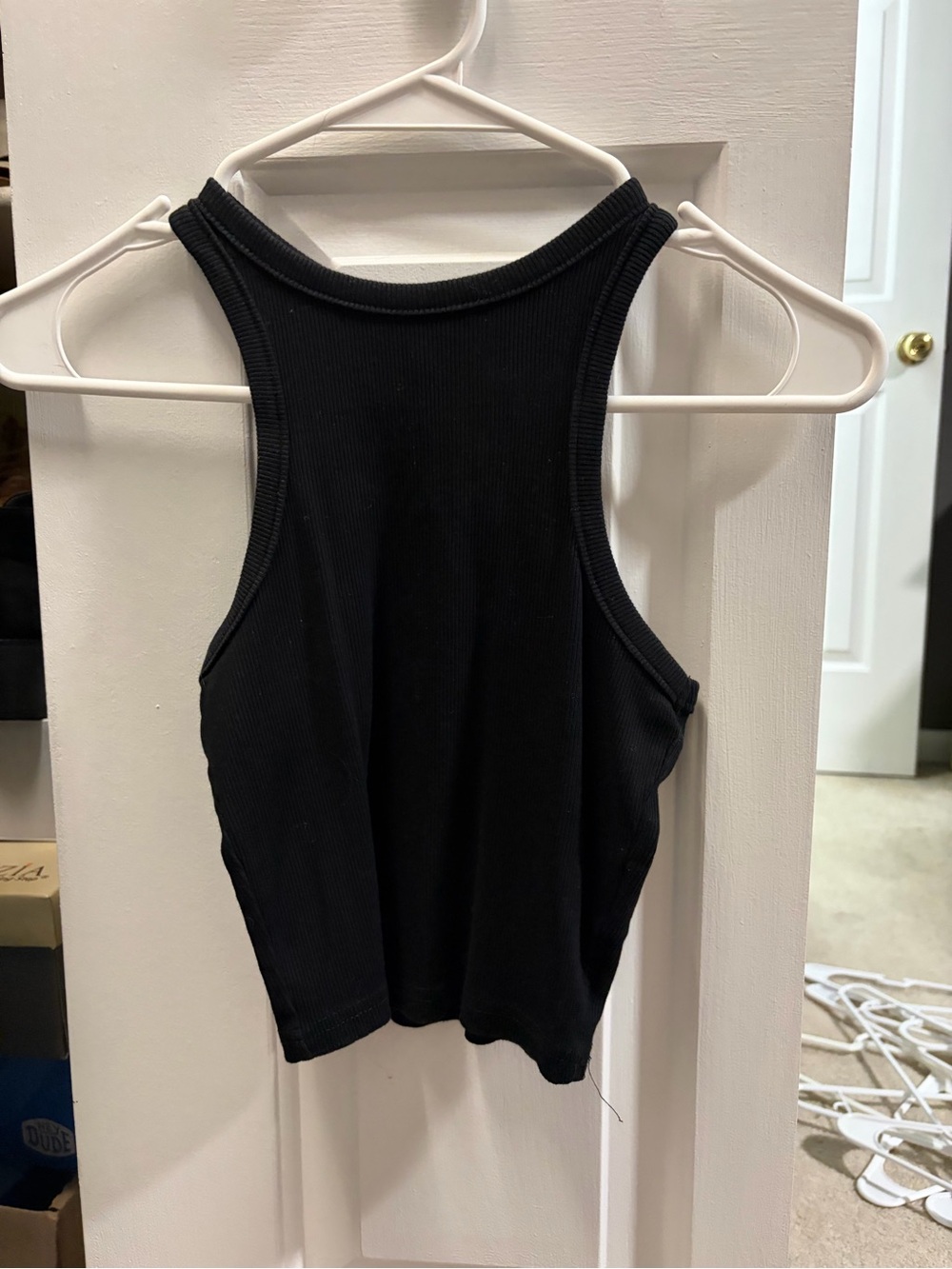 H&M Black Ribbed Racerback Crop Tank